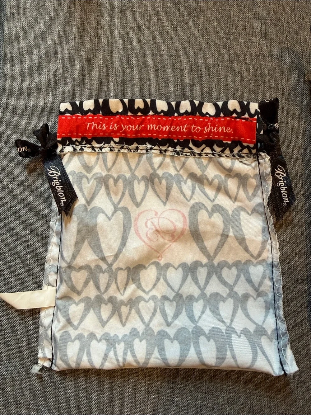 Brighton Small Heart-Print Drawstring Pouch - Black & White; 2 bags
